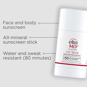 Close-up of EltaMD stick texture demonstrating smooth, non-greasy finish