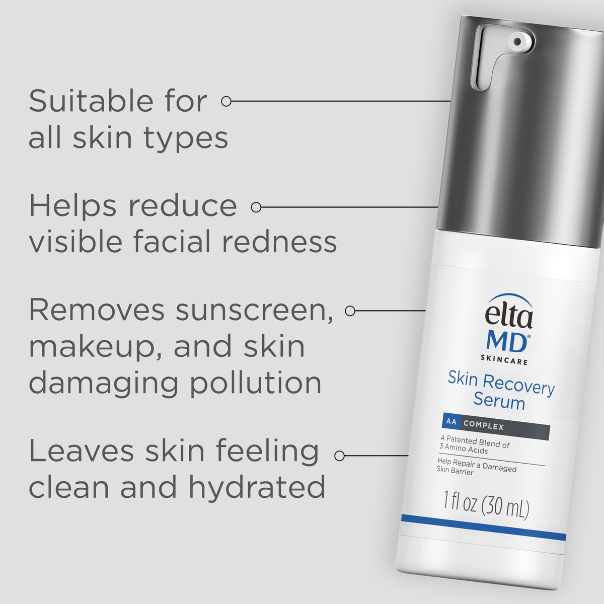 EltaMD serum texture on hand, showing lightweight hydration benefit