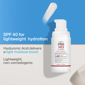 EltaMD travel-size in hand illustrating pocketable, TSA-friendly protection