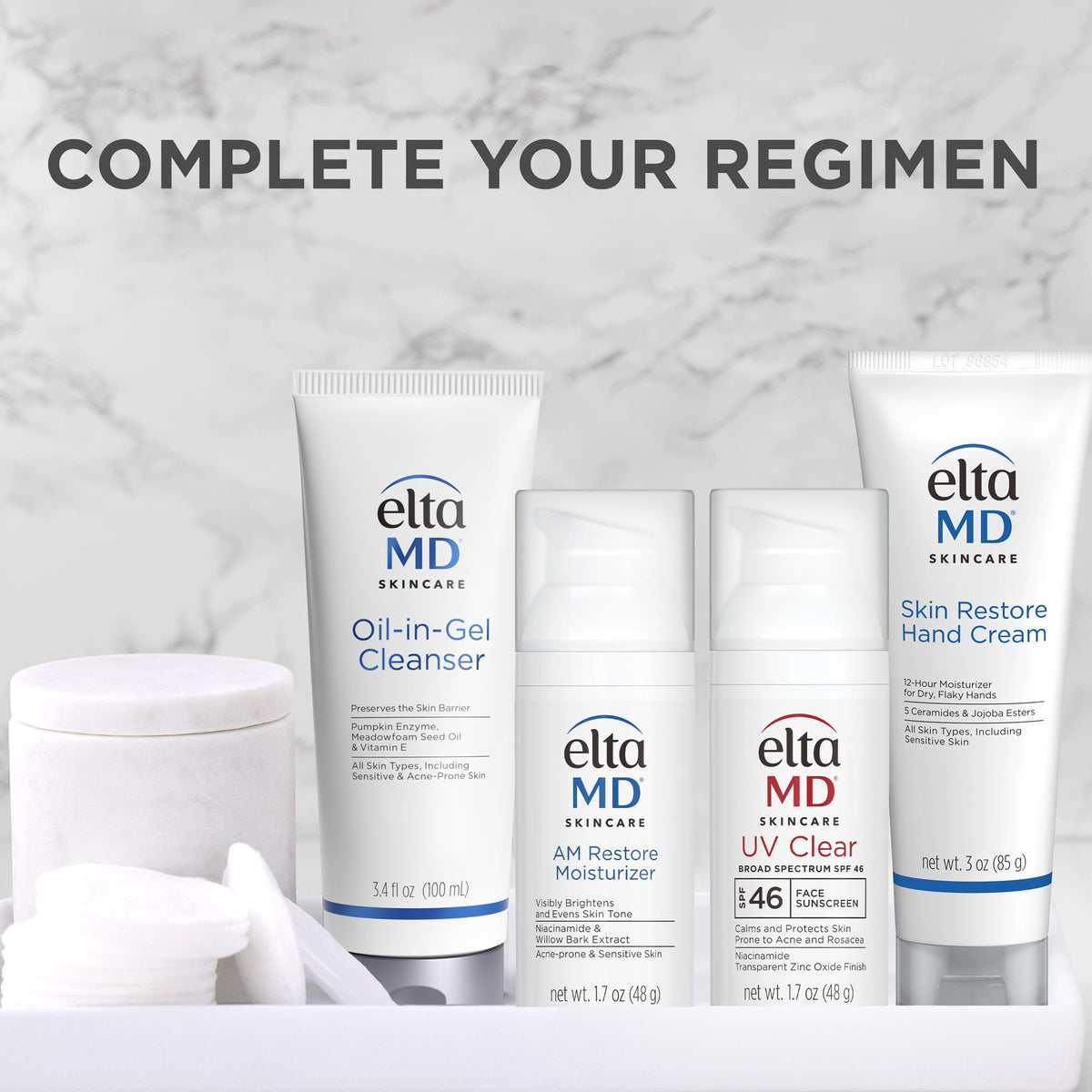 Tube next to ruler showing EltaMD size for travel-friendly hydration on the go