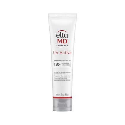 EltaMD front tube showing product branding and SPF benefit