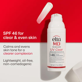 Hand pressing EltaMD pump delivering measured sunscreen for controlled application
