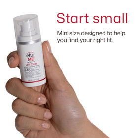 EltaMD UV Clear texture on fingertip demonstrating lightweight blendability