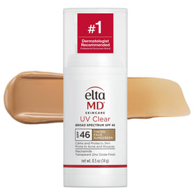 EltaMD UV Clear front pump bottle showing compact travel size and SPF 46 benefit