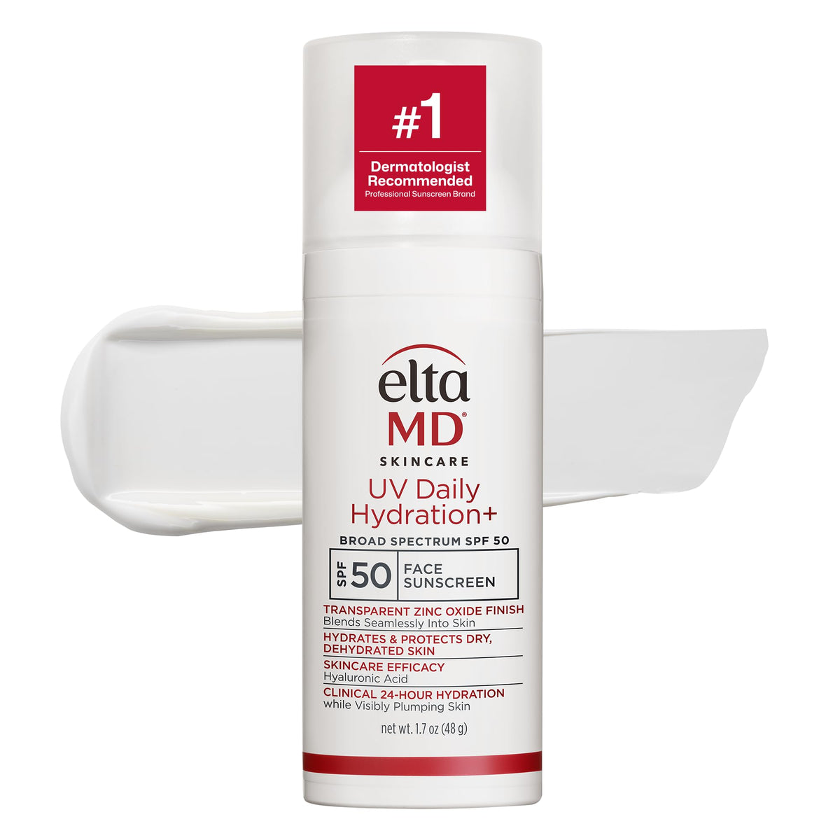 EltaMD front pump bottle showing product and branding for confident daily protection