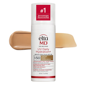 EltaMD front pump bottle showing product and SPF 50 protection benefit