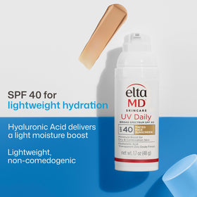Close-up of EltaMD pump head and bottle detail for easy dispensing benefit