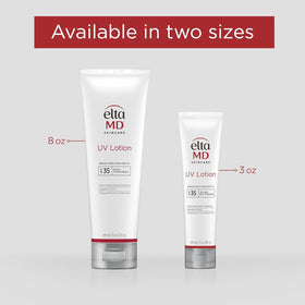 EltaMD bottle in beach setting emphasizing travel-ready protection