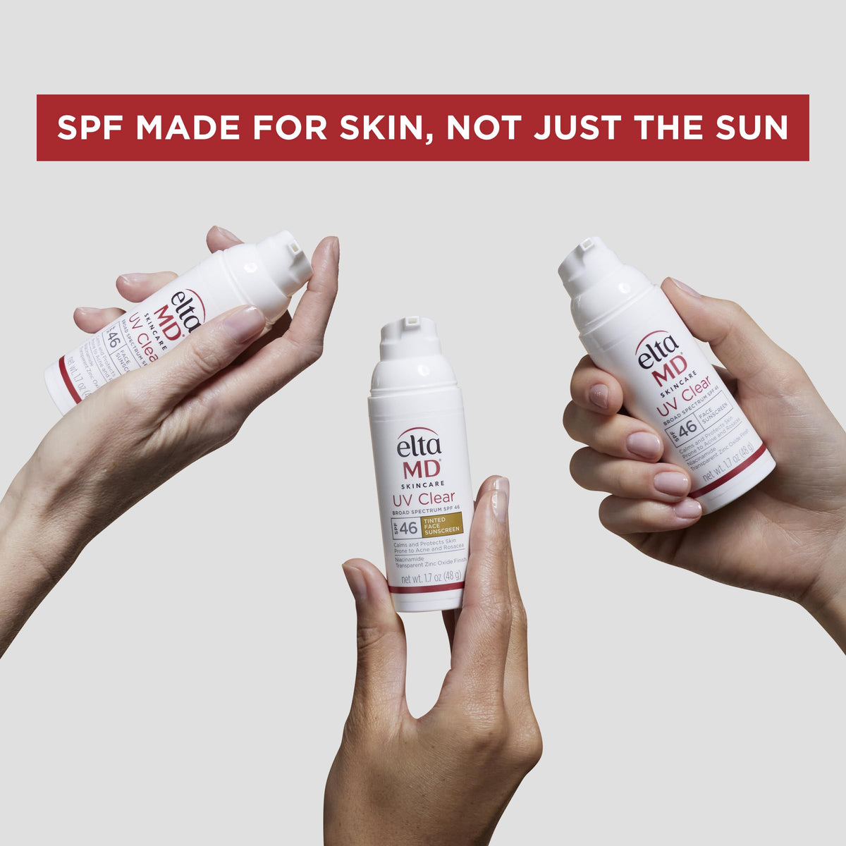 EltaMD used on face under makeup for a natural finish