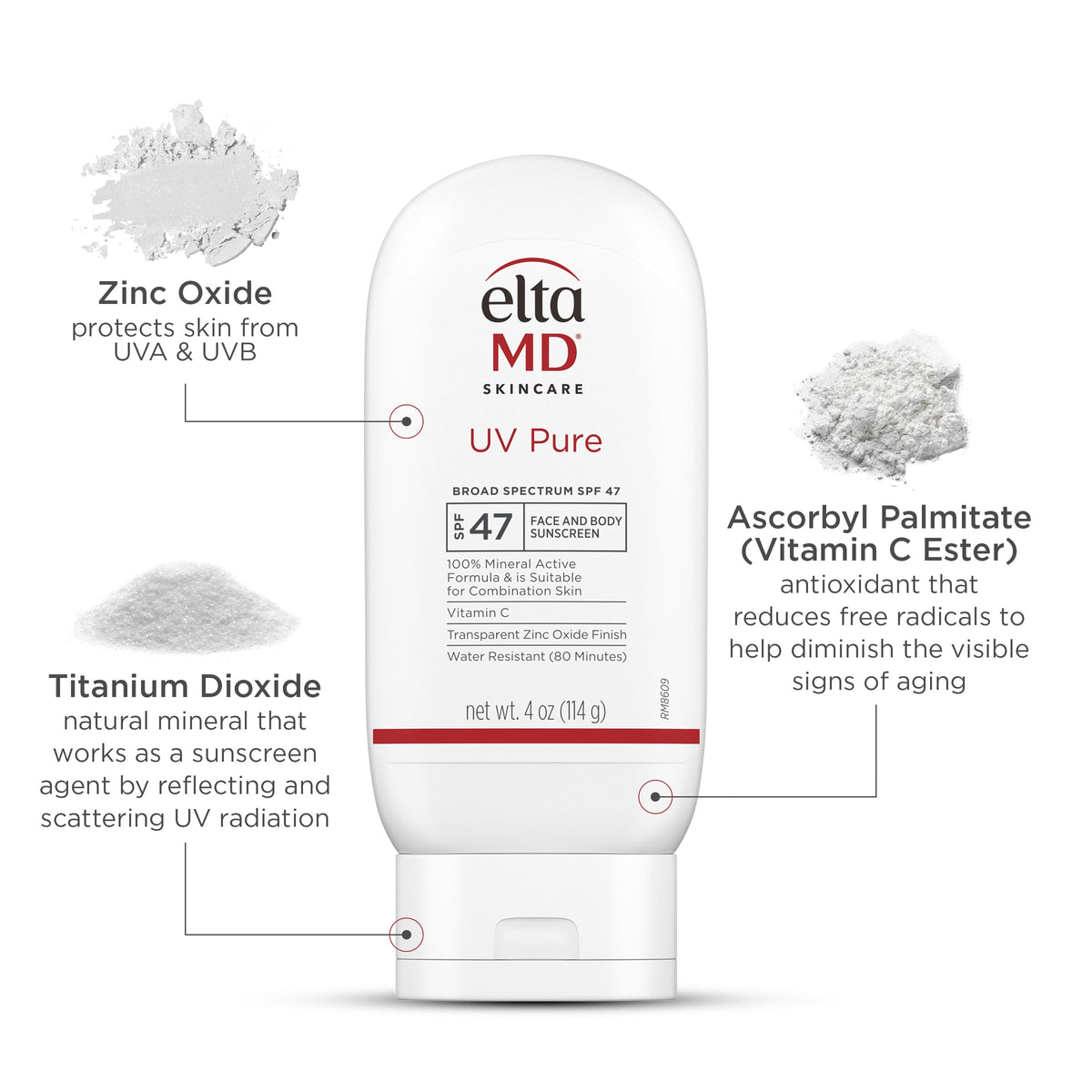 EltaMD lotion texture close-up demonstrating fast-absorbing finish