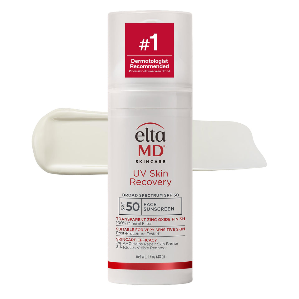 EltaMD front pump bottle showing compact travel-ready sunscreen