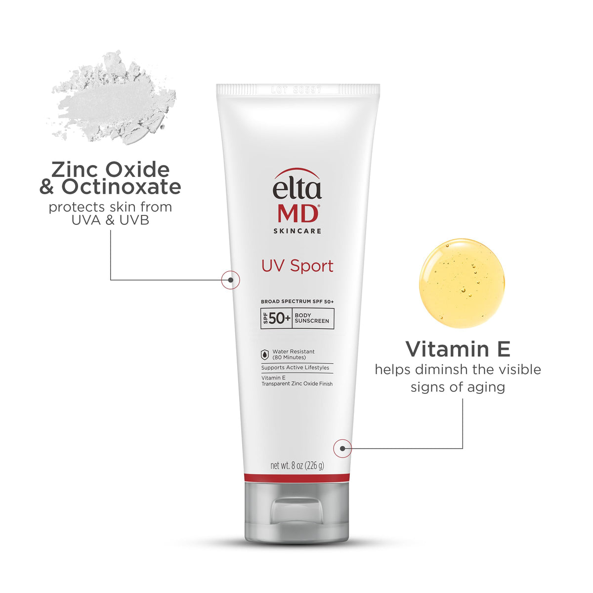 EltaMD 3 oz tube beside a smartphone showing portable travel size benefit
