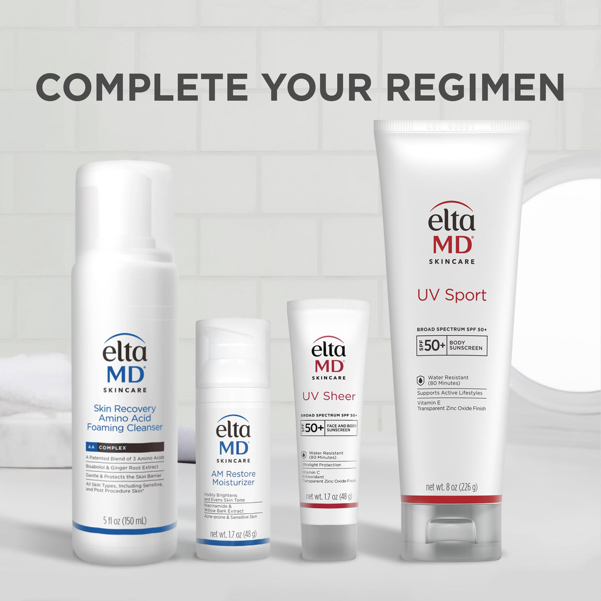 EltaMD ingredient label close-up showing zinc oxide and skin-friendly benefits