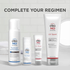 EltaMD 8 oz tube next to hand showing generous travel-friendly size