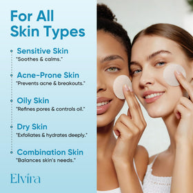 Elvira label close-up highlighting 10% glycolic, 2% salicylic and niacinamide