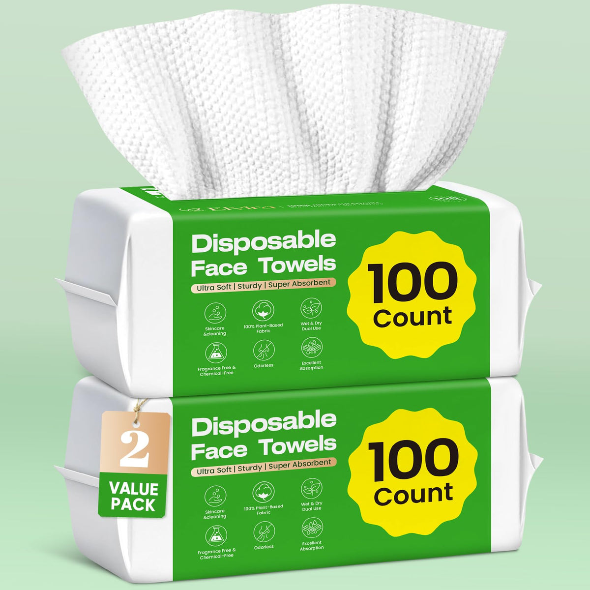 Elvira front packaging showing two-pack and count for convenience