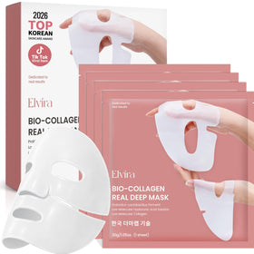 Elvira hydrogel mask front packaging showing product benefits and quantity
