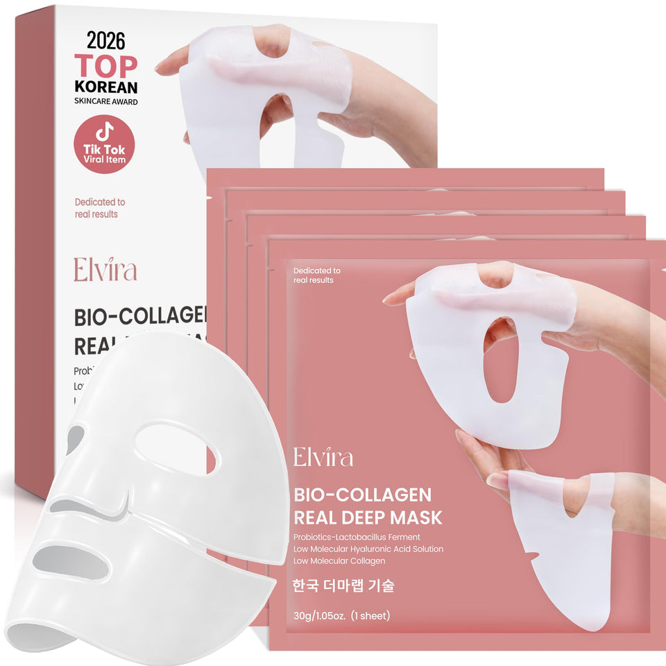 Elvira hydrogel mask front packaging showing product benefits and quantity