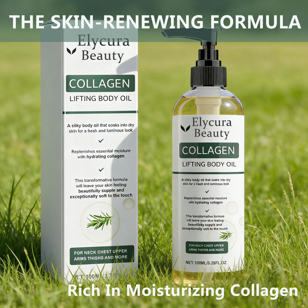 Elycura Beauty lifestyle bathroom use on skin illustrating hydrated satin finish benefit