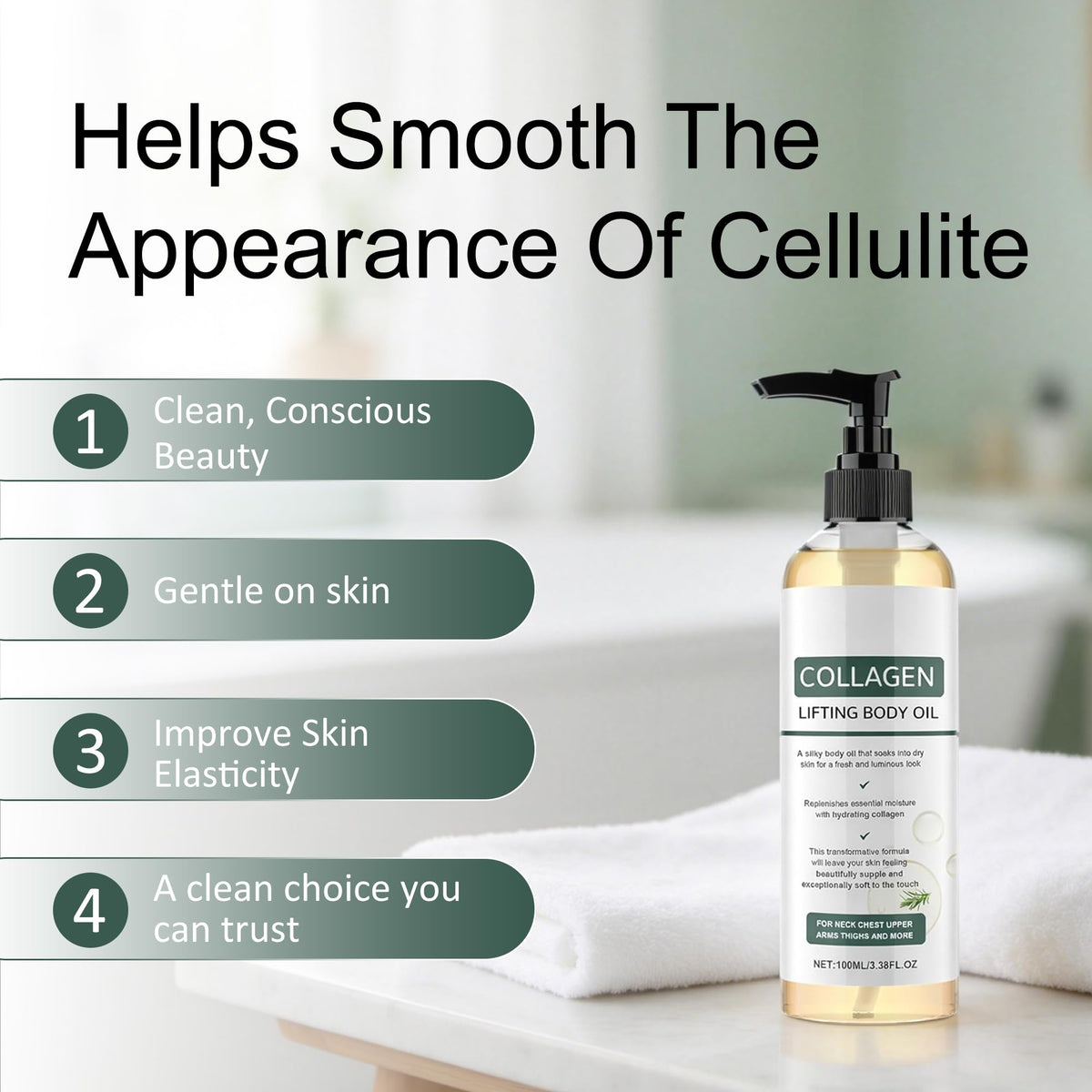 Elycura applied to damp arm showing quick absorption and silky finish benefit