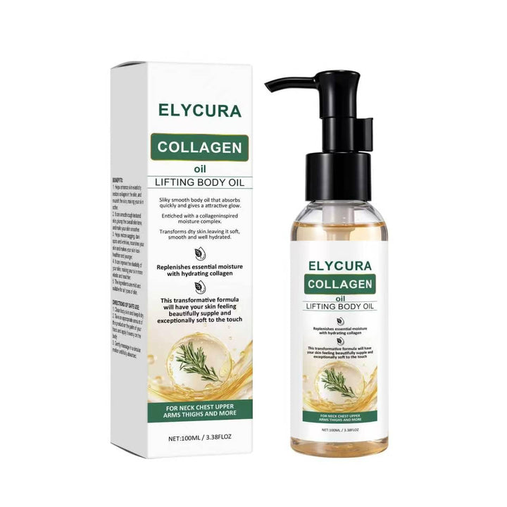 Elycura Collagen Oil front bottle view showing label and size benefits