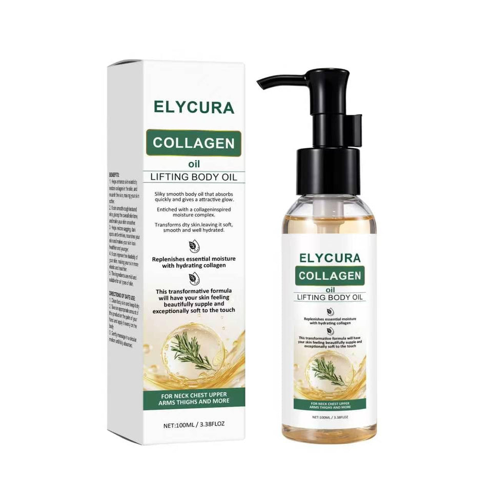 Elycura Collagen Oil front bottle view showing label and size benefits