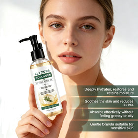 Elycura Collagen Oil pump detail showing controlled dispensing benefit