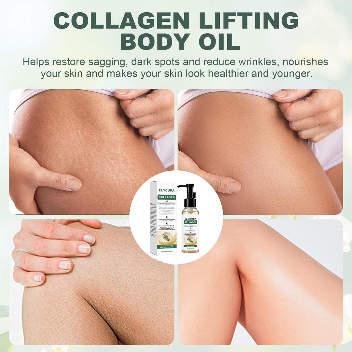 Elycura Collagen Oil texture drop close-up highlighting quick absorption
