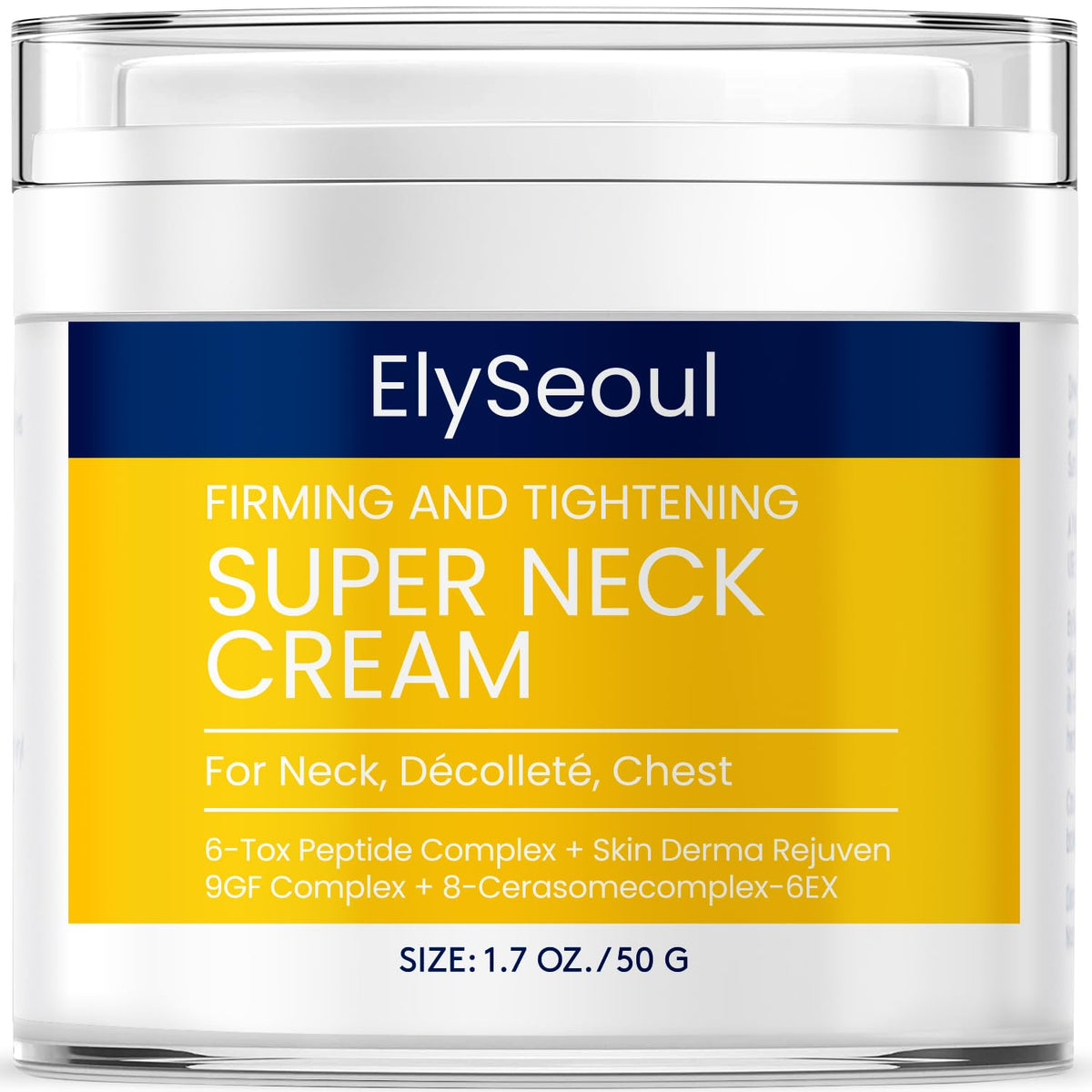ElySeoul jar front view showing sleek packaging and firming treatment benefit