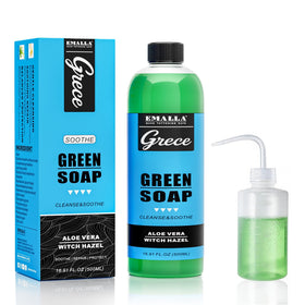 Emalla GRECE front packaging showing bottle and kit benefit gentle cleansing