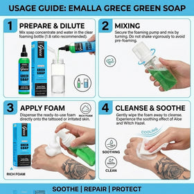 Emalla GRECE foamy texture swatch demonstrating effective mild lather