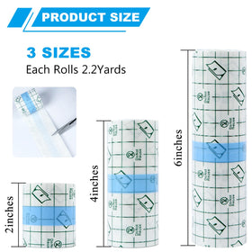 Emalla three rolls laid out to display 2", 4", 6" widths and quantity convenience