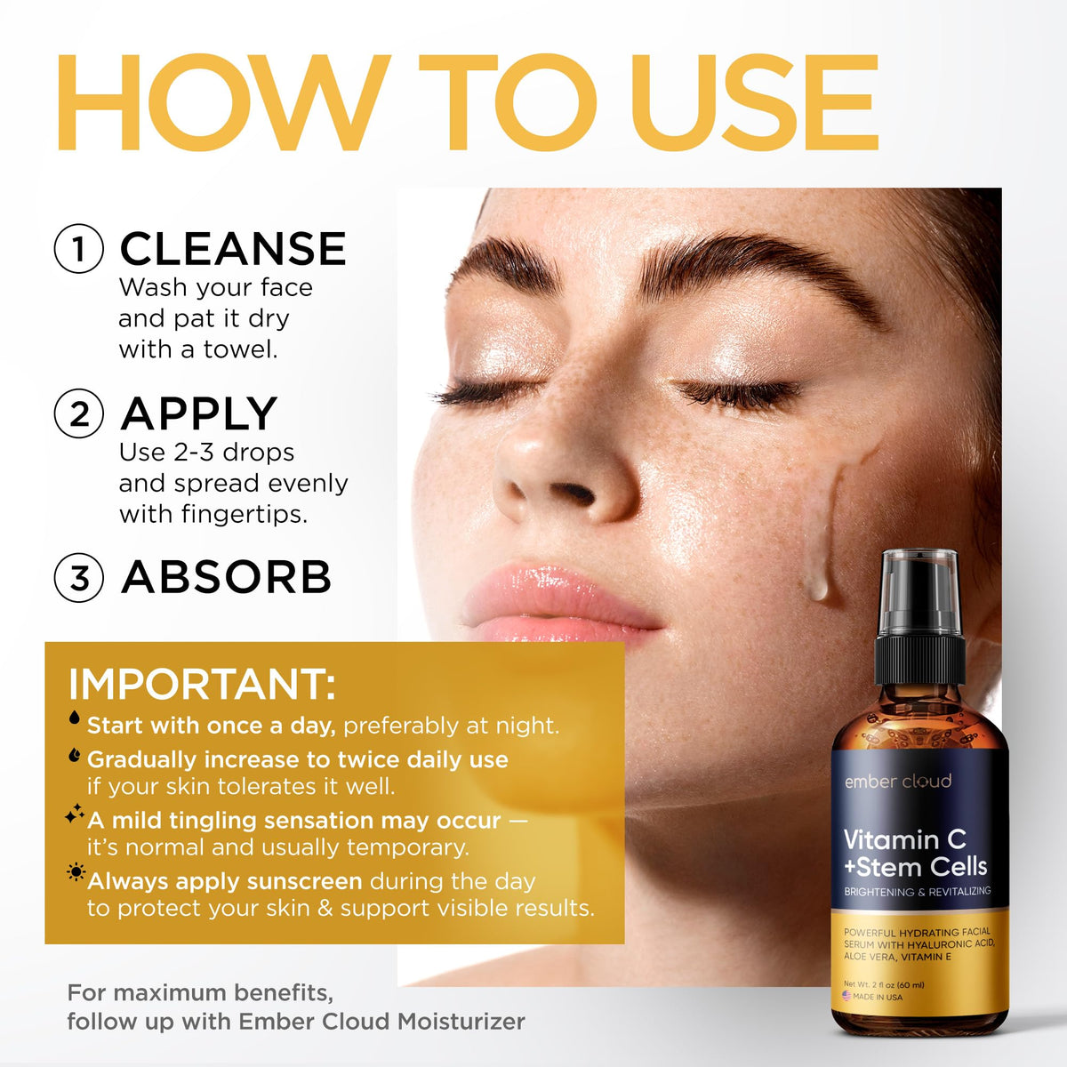 Ember Cloud applying serum to cheek, illustrates smooth absorption and instant hydration
