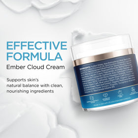 ember cloud texture closeup on skin showing creamy gel texture, delivers quick hydration