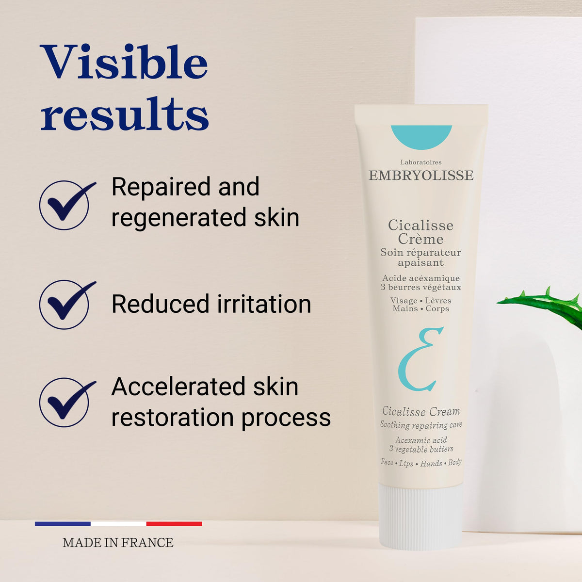 Embryolisse Cicalisse being applied on hand to demonstrate soothing and barrier support