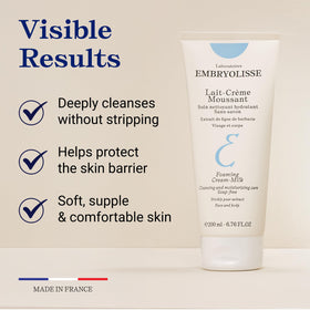 Embryolisse creamy foam texture swatch showing gentle lather