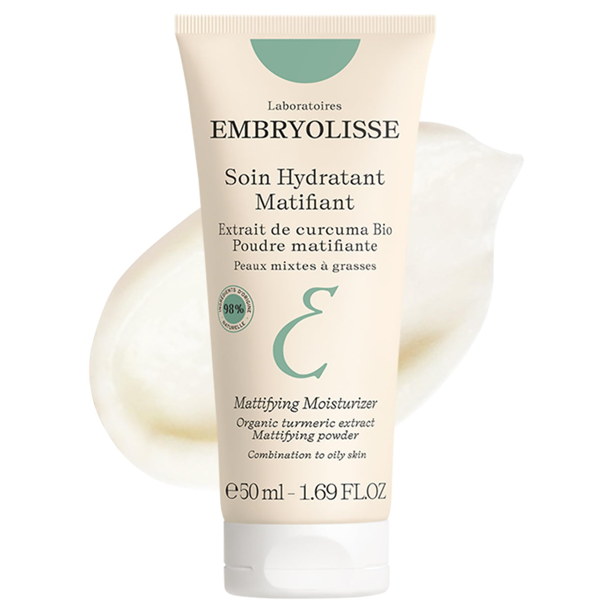 Embryolisse front packaging showing jar and label, conveying balanced oil control