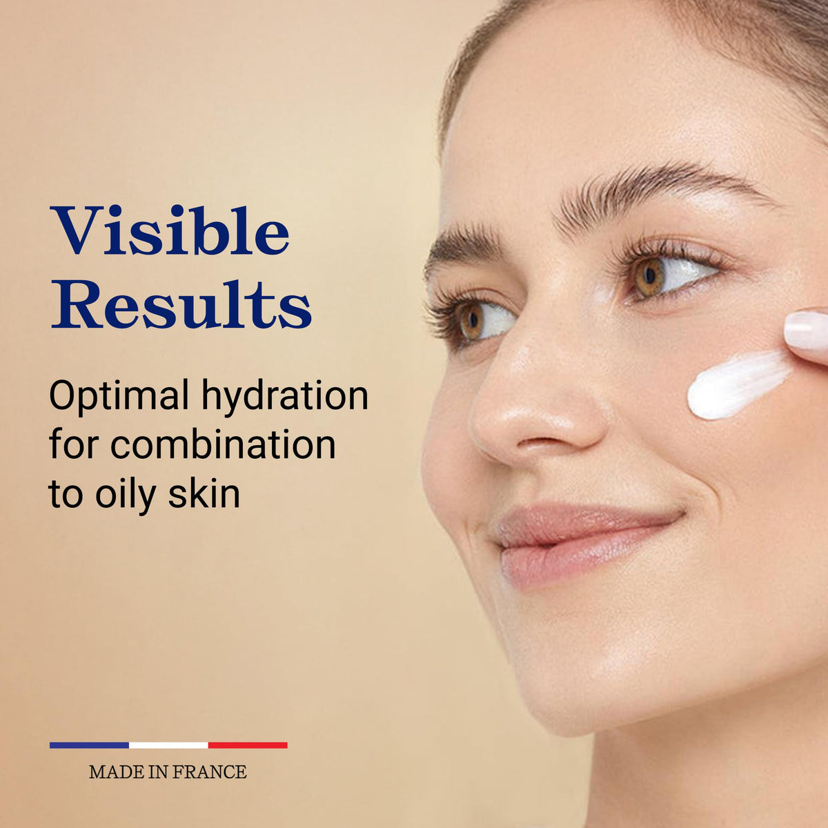 Embryolisse cream on fingertip being applied, demonstrating quick absorption benefit