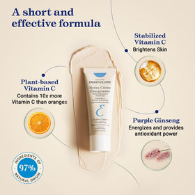 Embryolisse product label listing key ingredients like vitamin C, ginseng, oils for benefits