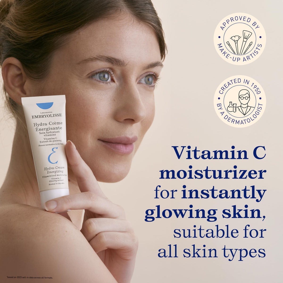 Embryolisse cream texture close-up showing smooth vitamin C moisturizer for quick absorption