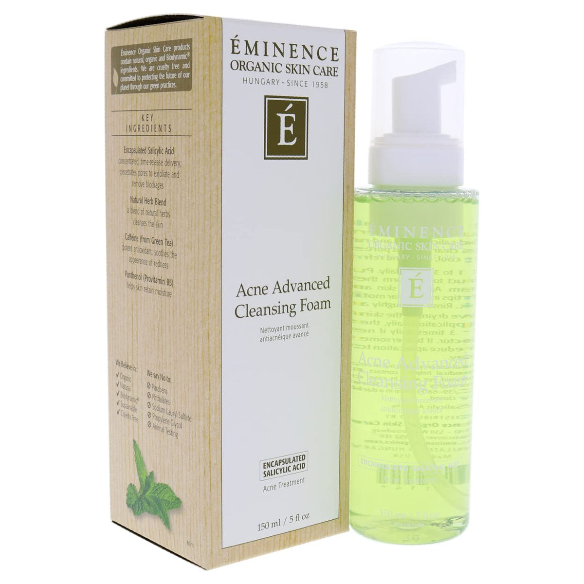 Eminence cleanser being dispensed to hand for easy daily use