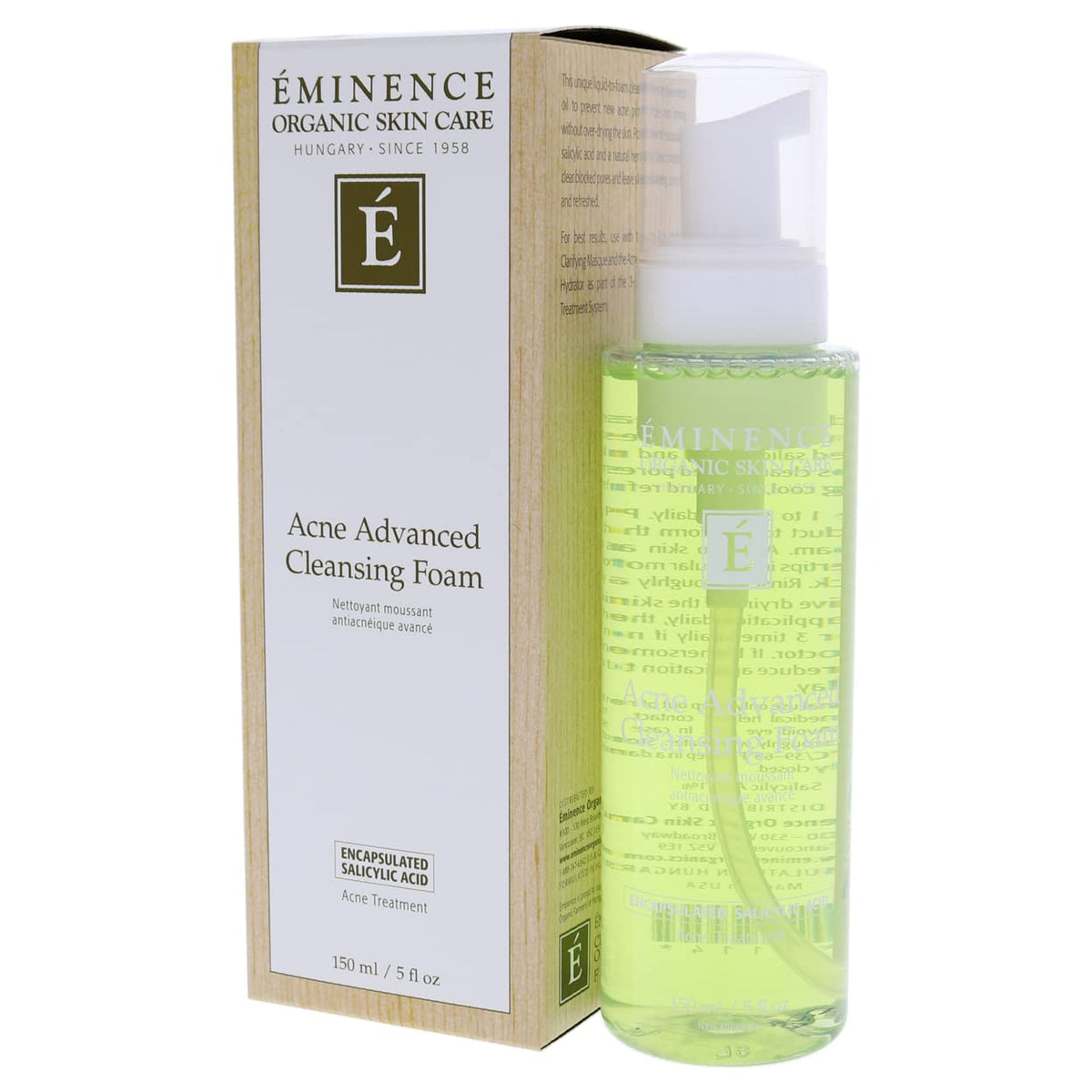 Eminence ingredient label showing willow bark and tea tree benefits