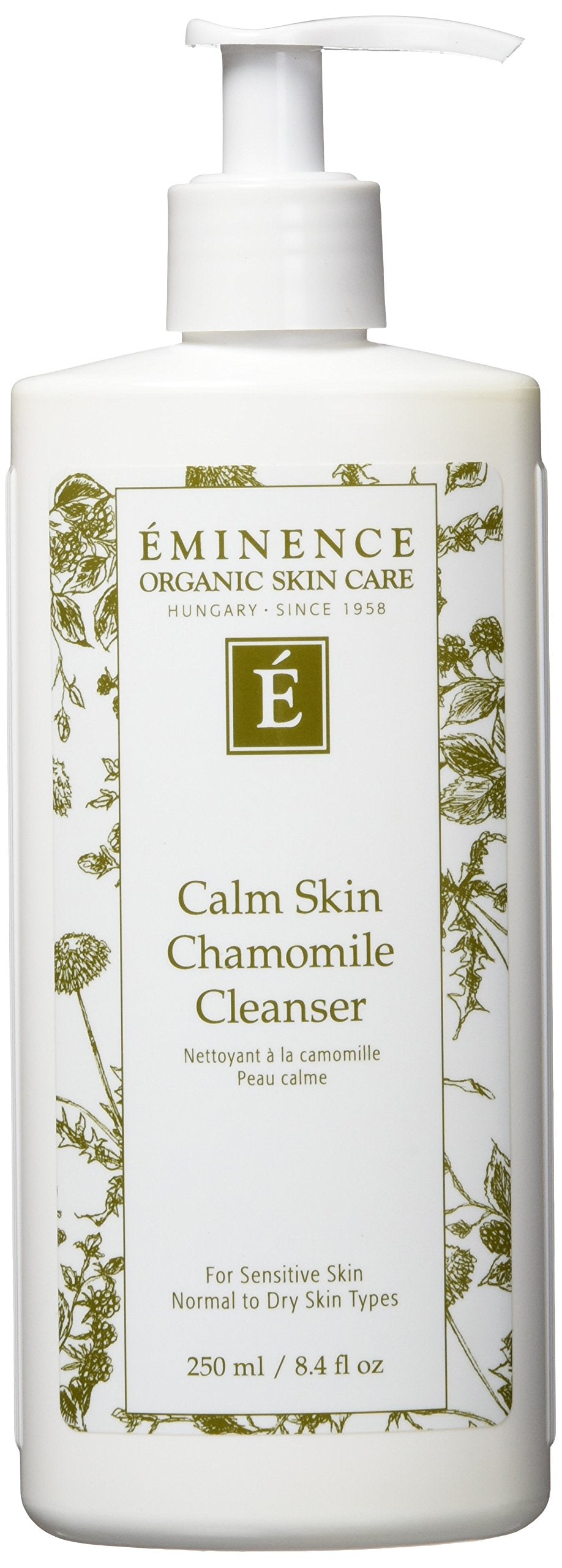 Eminence front packaging showing bottle and label, soothing cleanser benefit