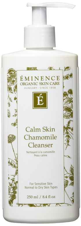 Eminence front packaging showing bottle and label, soothing cleanser benefit
