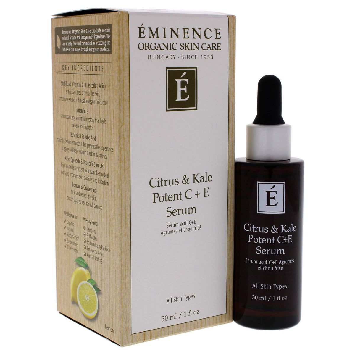 Eminence serum texture droplet on fingertip showing lightweight absorbency