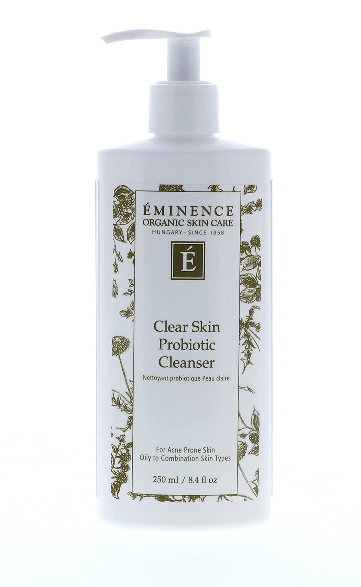 Eminence front tube showing cleanser packaging and clear formulation benefits