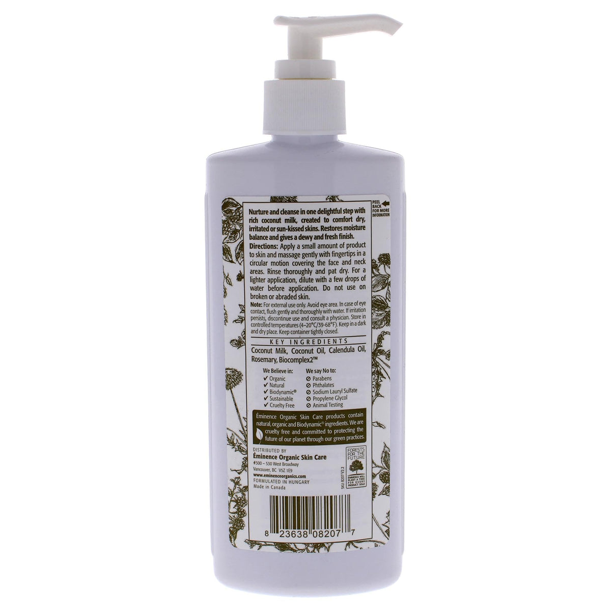 Eminence cleanser dispensed in hand demonstrating gentle texture and ease