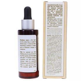 Eminence bottle on bathroom vanity illustrating daily routine benefit
