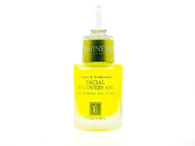 Eminence bottle front view showing packaging and nourishing recovery oil benefits