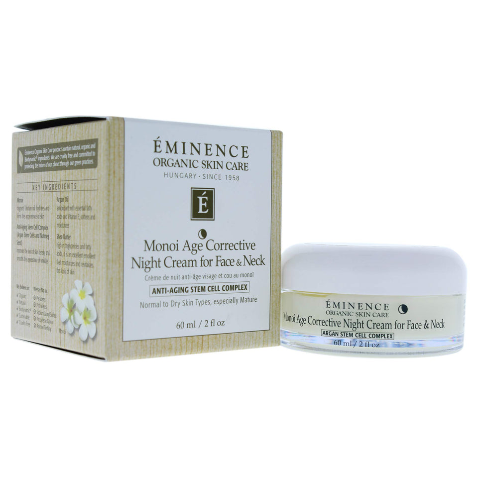 Eminence Monoi Age Corrective Night Cream front jar view showing nourishing formula for hydrated skin